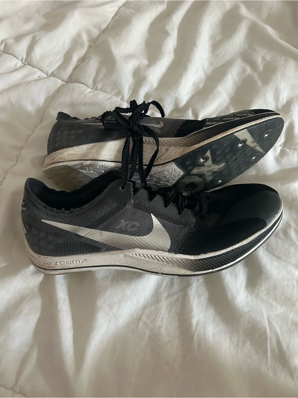 Nike ZoomX dragonfly XC Black and White spikes